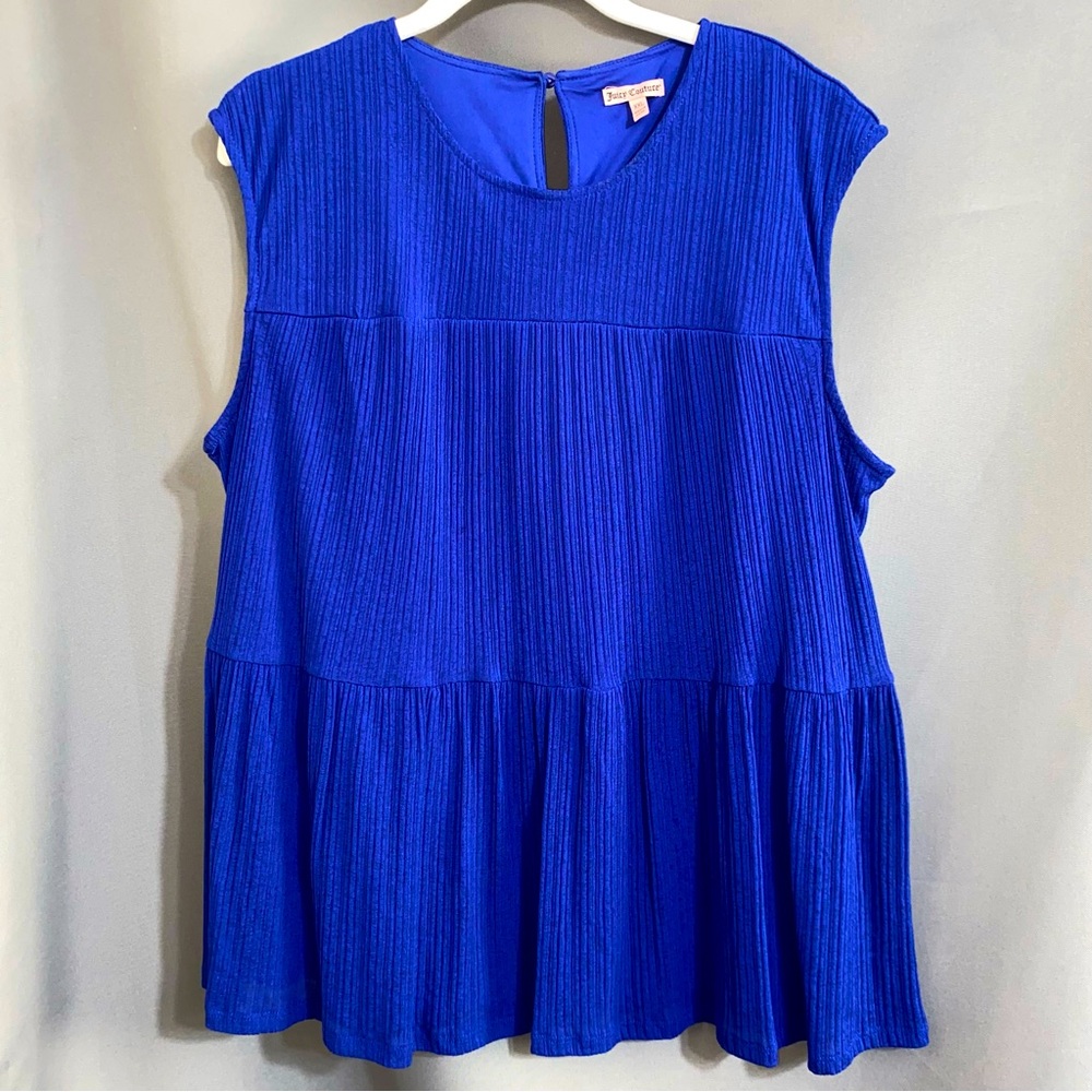Juicy Couture Blue Blouse Size XXL Plus Size Tiered